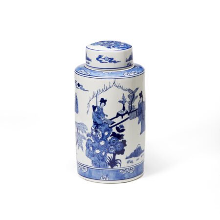 Traditional Cylindrical Chinoiserie Jar